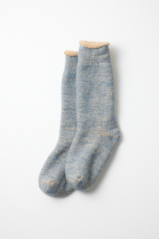 Double Face Crew Socks, Blue/Brown
