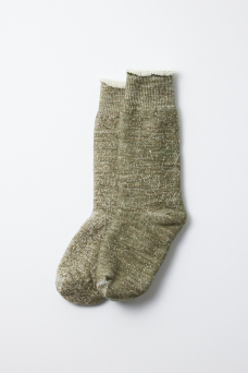 Double Face Crew Socks, Army Green