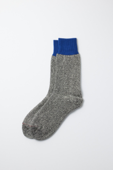 Double Face Crew Socks Silk, Blue/Gray