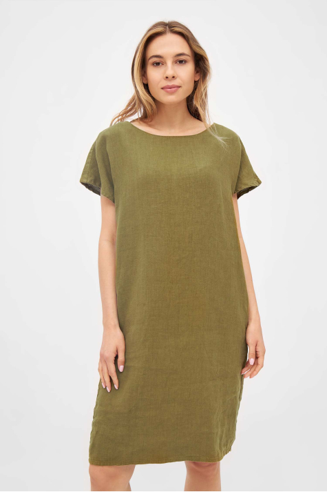 Blair Linen Dress, Olive Oil