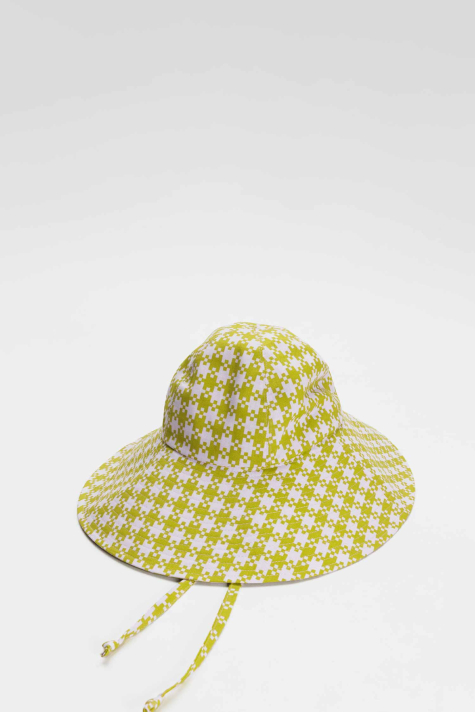 Soft Sun Hat, Pink Pistachio Pixel Gingham