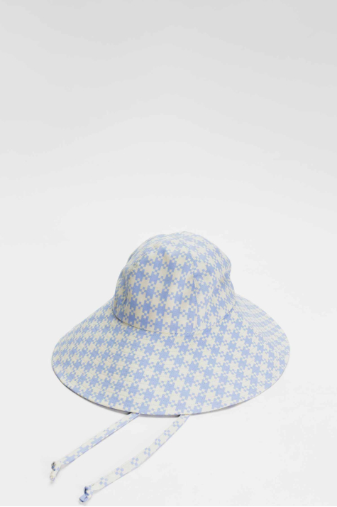 Soft Sun Hat, Blue Pixel Gingham