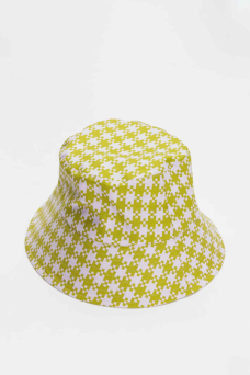 Bucket Hat, Pink Pistachio Pixel Gingham