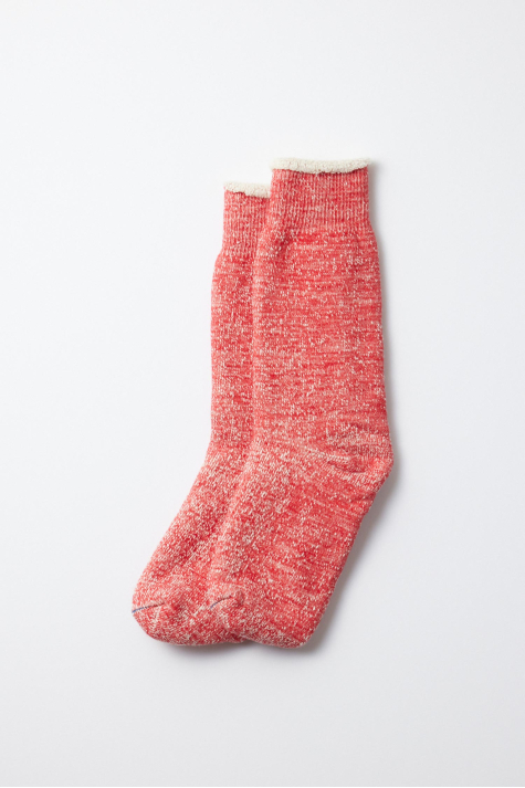 Double Face Crew Socks, Red
