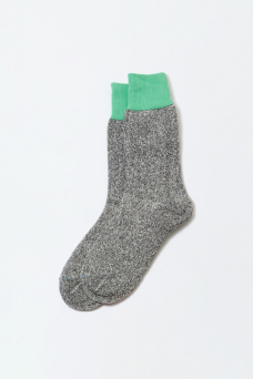 Double Face Crew Socks, Mint/Gray